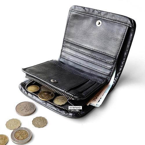 Genuine Leather Mens Cool billfold Leather Wallet Men Small Wallets Bifold for Men