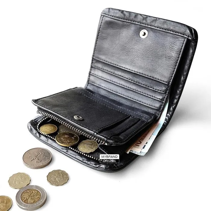 Genuine Leather Mens Cool billfold Leather Wallet Men Small Wallets Bifold for Men