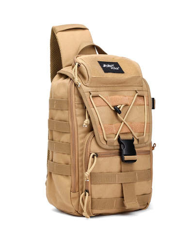 Khaki Tactical Canvas Large Sling Bag For Men Military Khaki Sling Bag For Big Men
