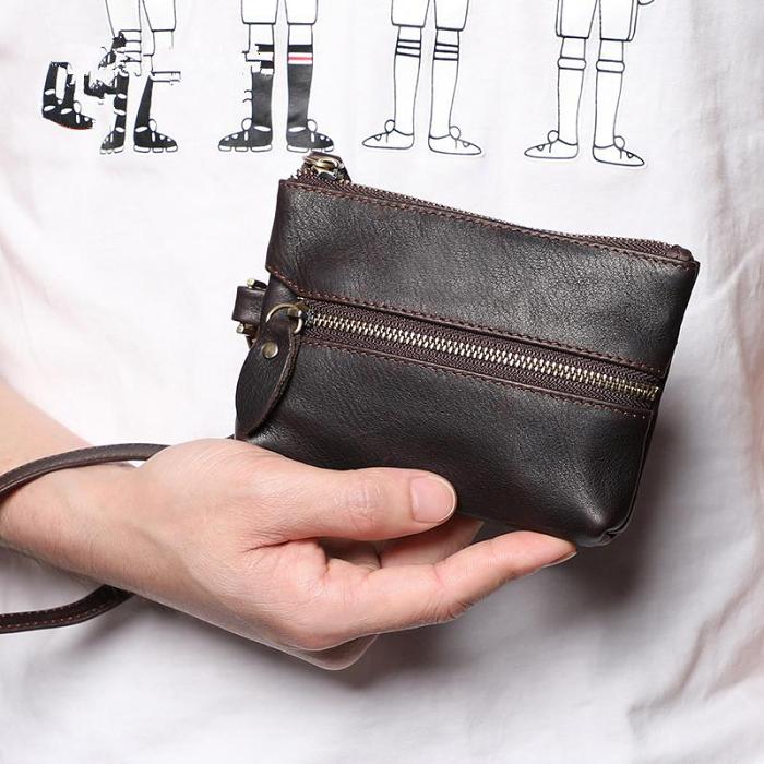 Small Leather Men's Key Wallet Car Key Holder Coin Wallet Change Holder For Men