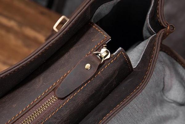 Coffee Cool Mens Leather Hiking Backpack Large Travel Backpack Leather Backpack for Men