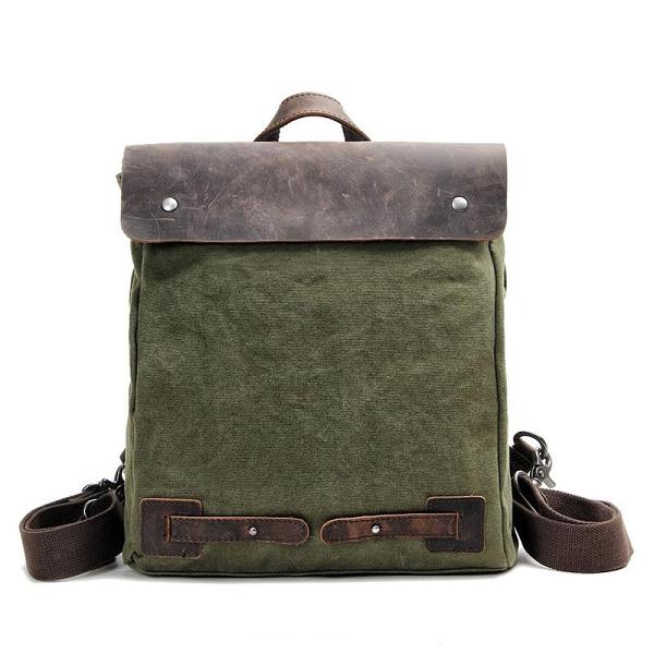 Cool Canvas Leather Mens Womens White Small College Computer Backpack Green Travel Backpack for Men