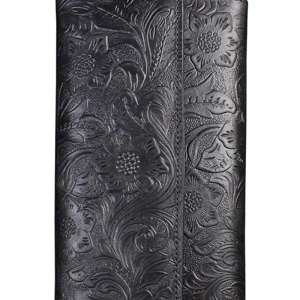 Handmade Leather Floral Mens Cool Travel Long Wallet Card Holder Card Trifold Clutch Wallets for Men