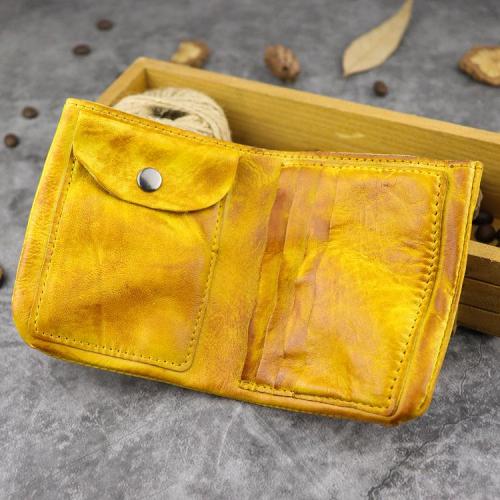Vintage Handmade Red Mens Leather Bifold billfold Wallet Green Small Wallet for Men