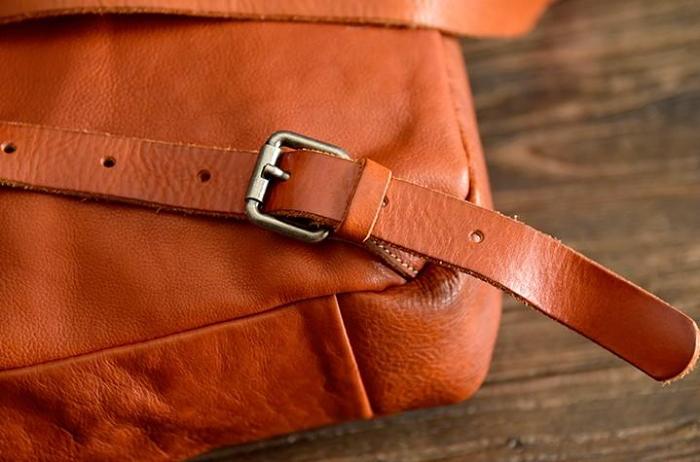 Handmade Leather Mens Women Cool Backpack Sling Bag Large Brown Travel Bag Hiking Bag for men