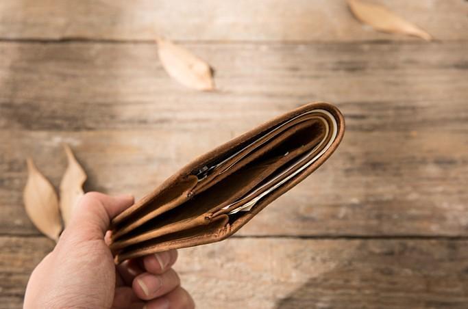 Cool Leather Vintage Mens Slim Small Wallets Zipper billfold Wallets for Men