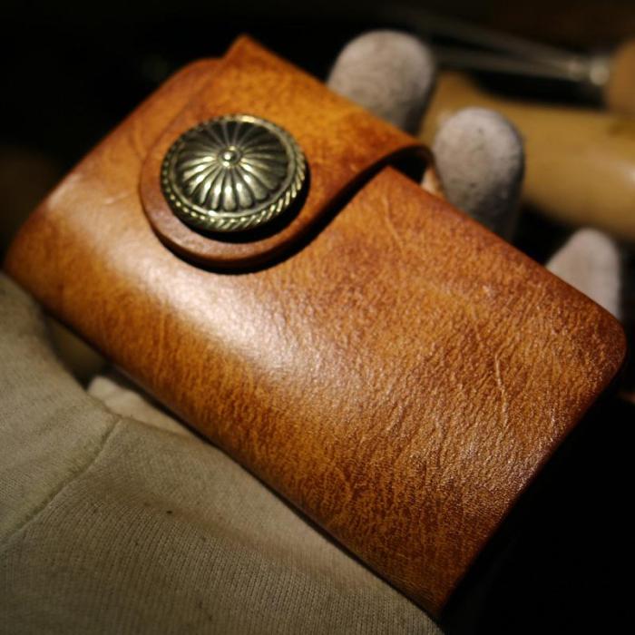 Handmade Leather Mens Cool Key Wallet Car Key Holder Car Key Case for Camel Men