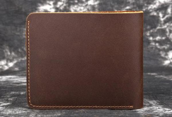 Vintage Mens Leather Slim Small Wallet Cool billfold Slim Bifold Wallets for Men