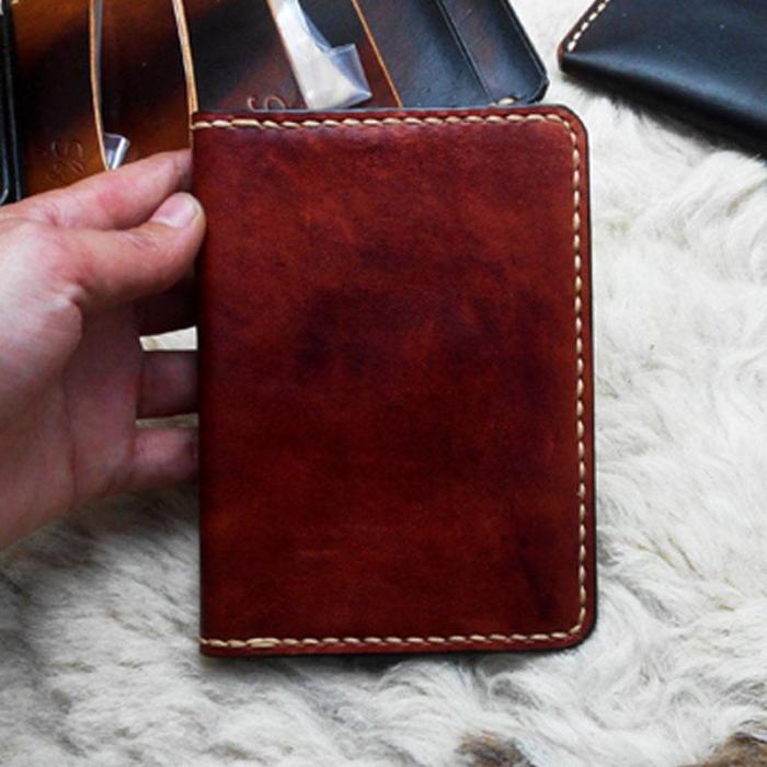 Handmade Leather Mens Small Passport Wallets Travel Wallets for Men