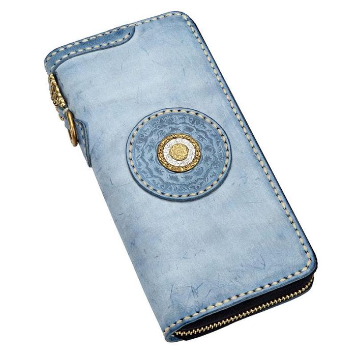 Handmade Leather Tibetan Mens Chain Biker Wallet Cool Leather Wallet Long Clutch Wallets for Men