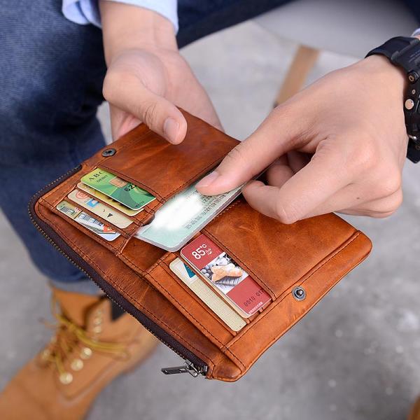Cool Brown Leather Mens Bifold Small Wallets Black billfold Wallet Front Pocket Wallet For Men