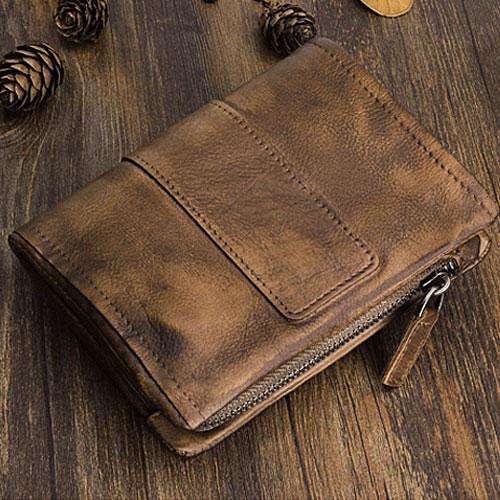 Handmade Mens Chain Biker Wallet Cool billfold Leather Wallet Men Small Wallets for Men