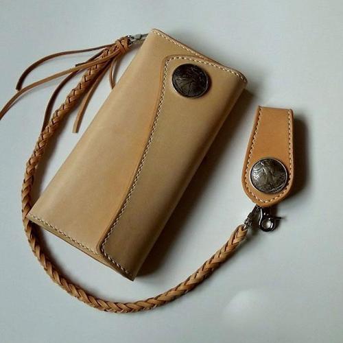 Handmade Leather Biker Wallet Mens Cool Chain Wallet Trucker Wallet with Chain