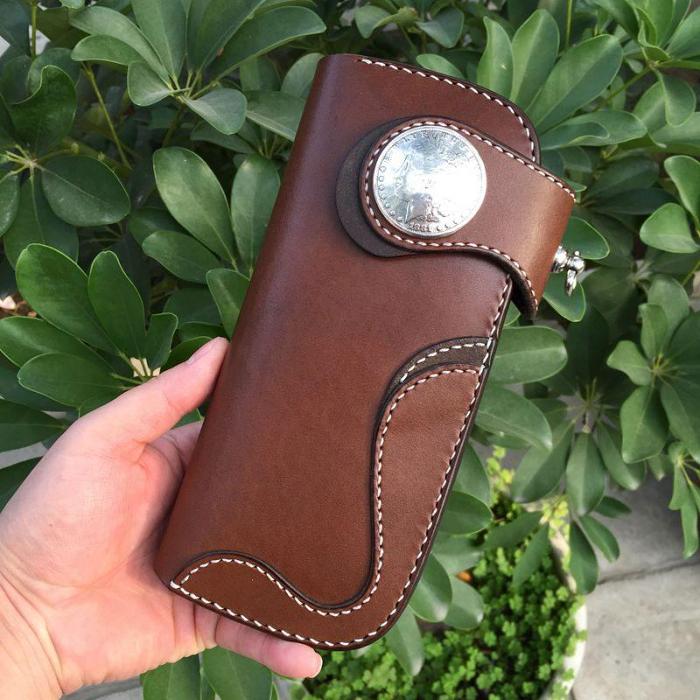 Handmade Leather Biker Wallet Mens Cool Chain Wallet Trucker Wallet with Chain