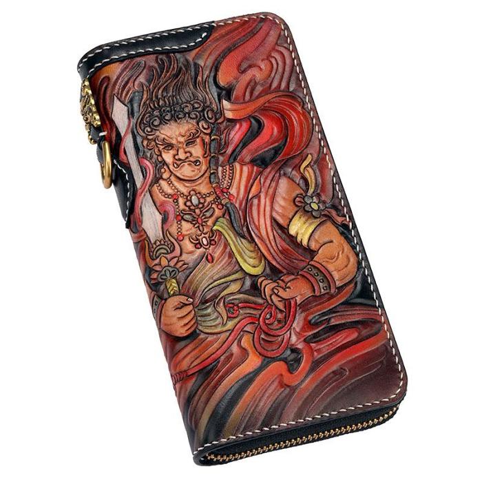 Handmade Leather Acalanatha Mens Chain Biker Wallet Cool Leather Wallet With Chain Wallets for Men