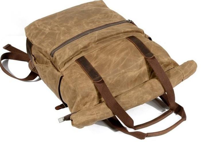 Waxed Canvas Leather Mens Backpack Canvas Travel Backpack Canvas School Backpack for Men