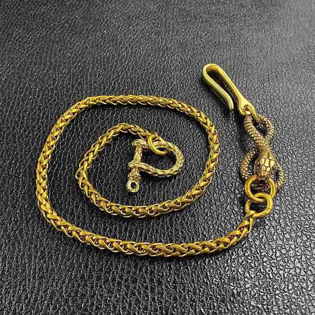Cool Brass 18 Mens Python Snake Key Chain Pants Chain Wallet Chain Motorcycle Wallet Chain for Men