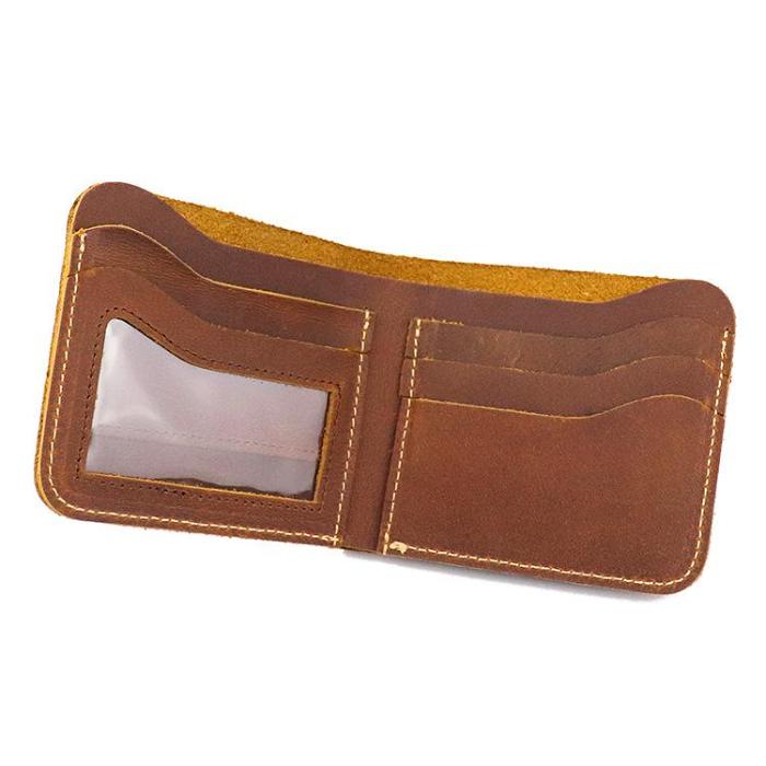 Cool Leather Brown Men's Small Wallet billfold Bifold Wallet Front Pocket Wallet For Men
