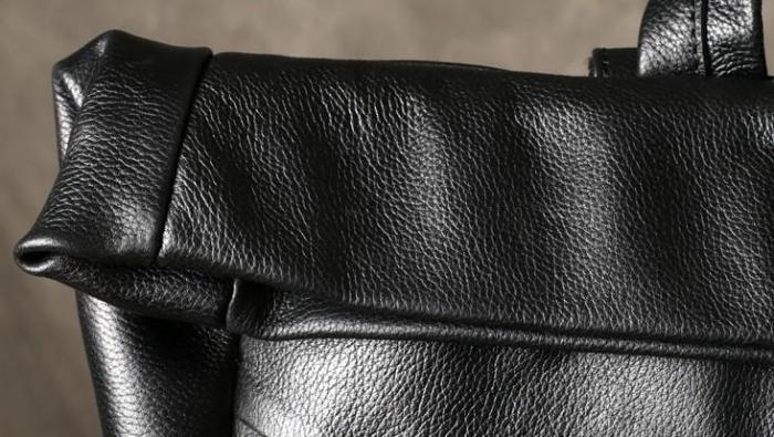 Genuine Leather Mens Cool Backpack Sling Bag Large Black Travel Bag Hiking Bag for men