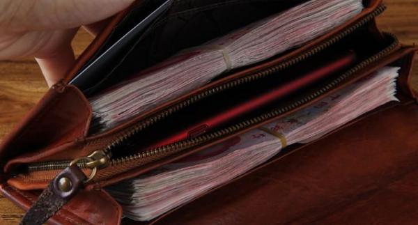 Handmade Genuine Leather Mens Clutch Cool Fashion Wallet Clutch Wristlet Wallet for Men