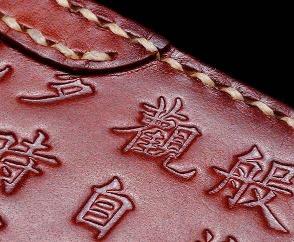 Handmade Leather Mens Chain Prajna Paramita Biker Wallet Cool Leather Wallet Long Phone Wallets for Men