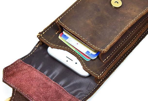 MEN LEATHER Belt Pouch WAIST BAG HIP PACK BELT BAG CELL PHONE HOLSTERS