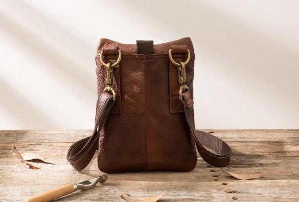 Cool Leather Coffee Belt Pouches Mens Waist Bag Shoulder Bag for Men