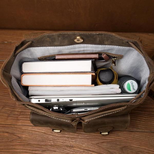 Brown Casual Mens Leather 15-inch Large Backpack Black Travel Backpacks School Backpacks for men