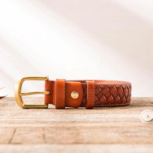 Handmade Cool Braided Leather Mens Belt Leather Belt for Men