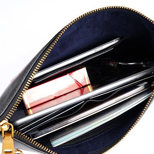 Handmade Leather Mens Cool Embroidery Wallet Zipper Clutch Wristlet Wallet for Men