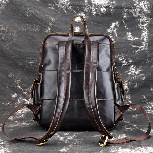 Oil Waxed Leather Mens 13inch Laptop Backpack School Backpack Travel Backpack for Men