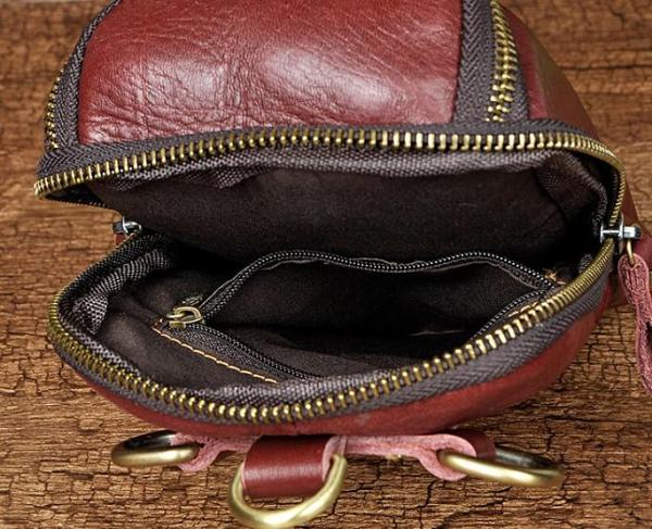 Small Mens Leather Side Bag Belt Pouch Holster Belt Case Waist Pouch for Men