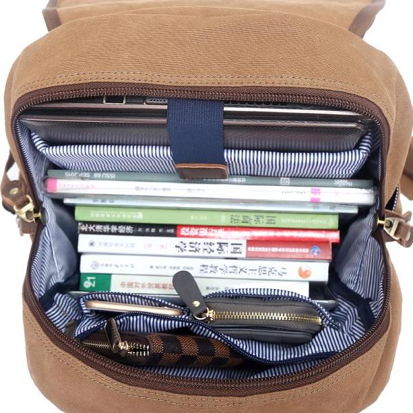 Canvas Leather Mens 15 Green Backpack Computer Backpack Luggage Backpack for Men