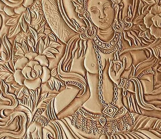 Handmade Leather Green Tara Buddhism Mens Chain Biker Wallet Cool Leather Wallet With Chain Wallets for Men