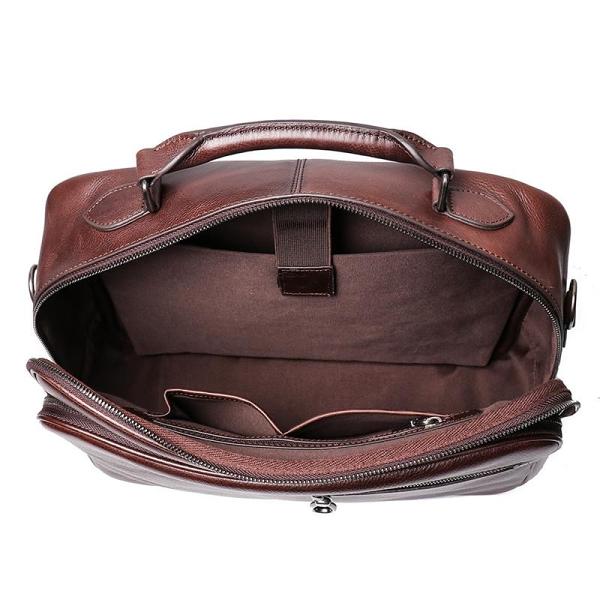Fashion Brown Leather Men's Professional Briefcase 15‘’ Laptop Briefcase Business Handbag For Men
