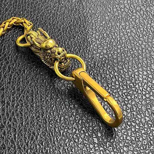 Fashion Brass 18 Mens Dragon Bite Ring Key Chain Pants Chain Wallet Chain Motorcycle Wallet Chain for Men