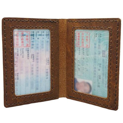 Handmade Blue Leather Mens Slim License Wallets Slim Bifold Card Wallet for Men