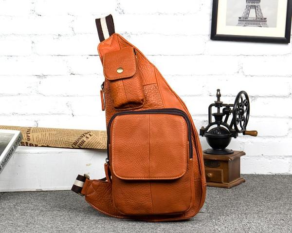 Leather Mens Cool Sling Bag Crossbody Bag Chest Bag for men