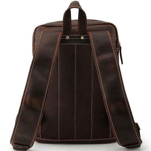 Cool Leather Dark Brown Mens Laptop Backpacks Vintage School Backpack Backpack Bag for Men