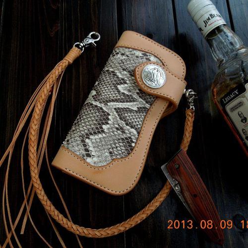 Handmade Leather Biker Wallet Mens Cool Chain Wallet Trucker Wallet with Chain