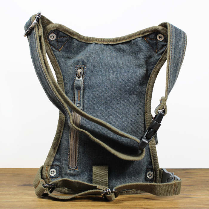 Mens Denim Thigh Bag Fanny Pack for Men Drop Leg Bag Blue Jean Waist Bag