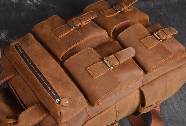 Vintage Cool Leather Men's 15inch Laptop Backpack Travel Backpack School Backpack For Men