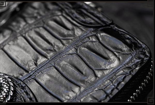 Handmade Leather Chinese Dragon Mens Chain Biker Wallet Cool Leather Wallet Long Clutch Wallets for Men