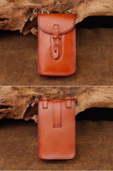 Cool Leather Mens Biker Cell Phone Holster Belt Pouch Side Bag Shoulder Bag for Men