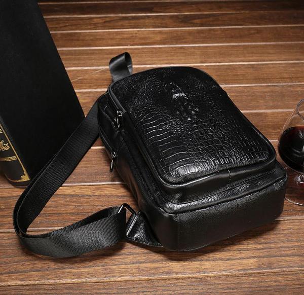 Leather Mens Cool Sling Bag Crossbody Bag Chest Bag for men