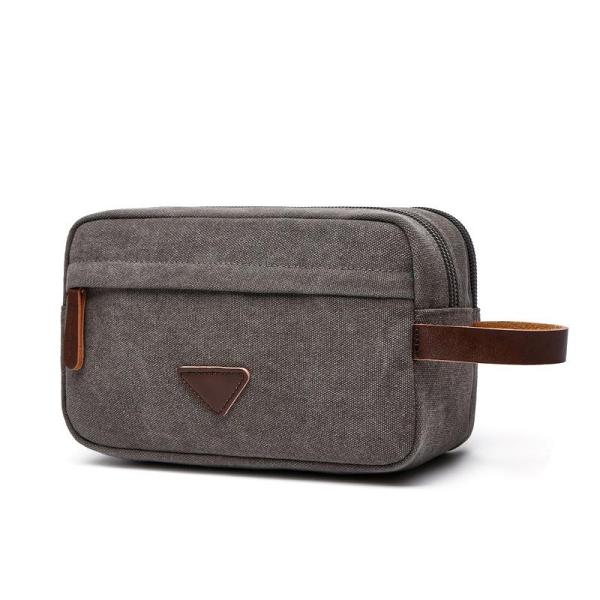 Cool Canvas Leather Mens Black Clutch Bag Mini Green Phone Bag Wristlet Bag For Men