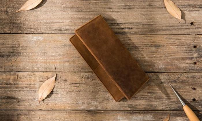 Vintage Slim Cool Mens long Wallet Leather Wallet Bifold Long Wallets for Men
