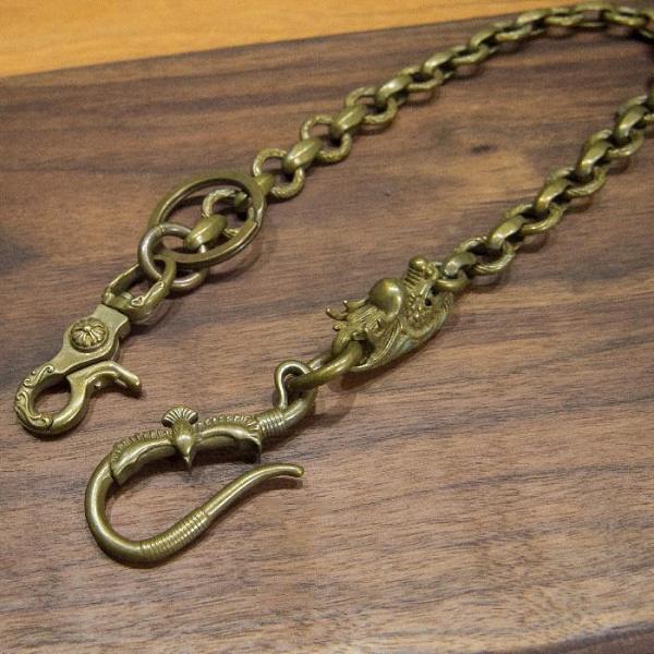 Solid Men's Handmade Pure Brass Flying Eagle Key Chain Pants Chains Biker Wallet Chain For Men
