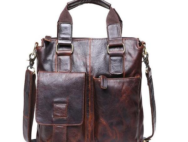 Vintage Coffee Leather Mens Briefcase Laptop Bag Business Bags Work Bag for Men