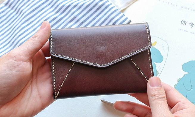 Leather Mens Card Wallet Front Pocket Wallet Envelope Cool Small Change Wallet for Men